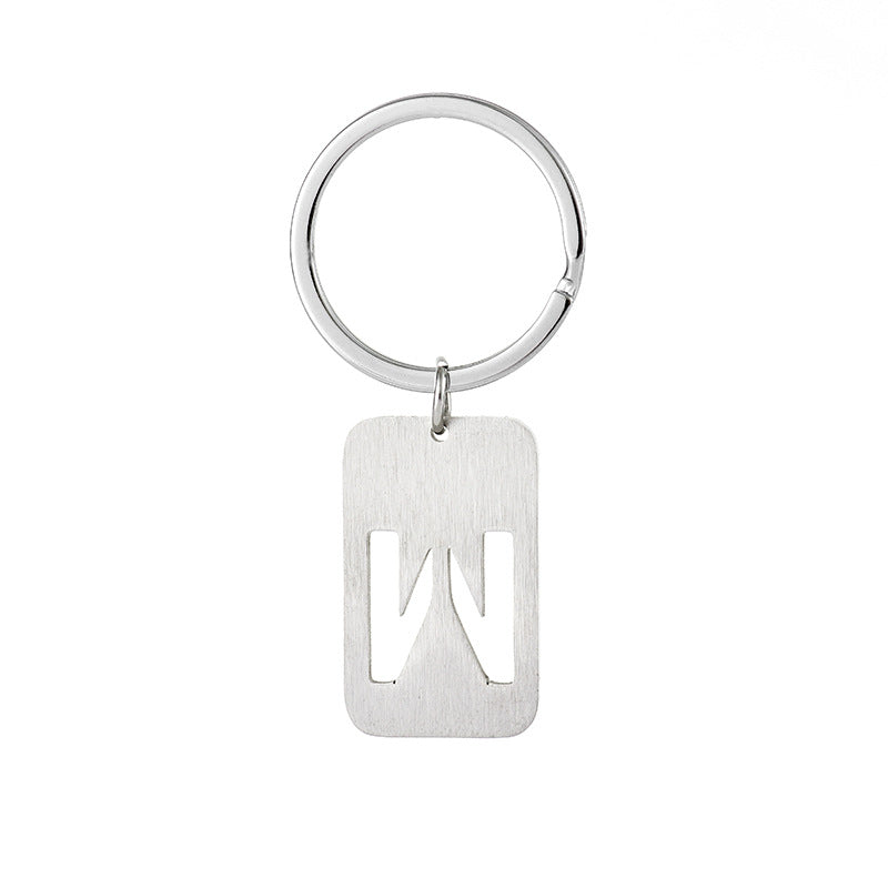 Wholesale Stainless Steel Creative Hollow 26 Letter Keychain